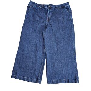 A New Day Jeans Womens 18W Blue Wide Leg Crop High Rise Stretch Denim Pants